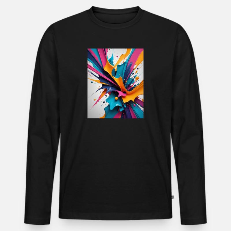 Farbklecks - Männer Premium Bio Langarmshirt - Schwarz