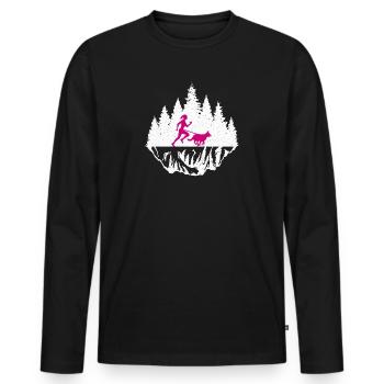 Course de canicross de cross-country avec chien Coureur de Canicross - T-shirt manches longues Premium bio Homme - noir - Devant - Nico (187cm)