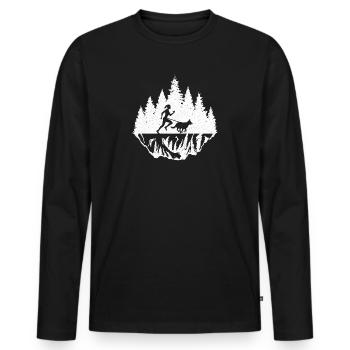 Canicross Geländelauf Hund Canicross Läuferin - Männer Premium Bio Langarmshirt - Schwarz - Vorne - Nico (187cm)