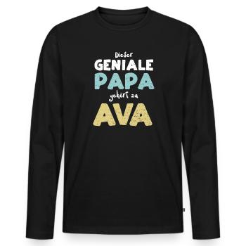 Dieser Geniale Papa Gehört Zu Ava - Männer Premium Bio Langarmshirt - Schwarz - Vorne - Nico (187cm)
