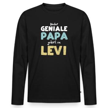 Dieser Geniale Papa Gehört Zu Levi - Männer Premium Bio Langarmshirt - Schwarz - Vorne - Nico (187cm)