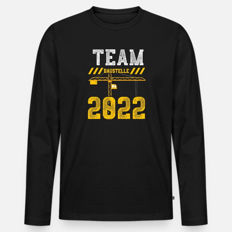 Team Baustelle 2022 - Männer Premium Bio Langarmshirt - Schwarz