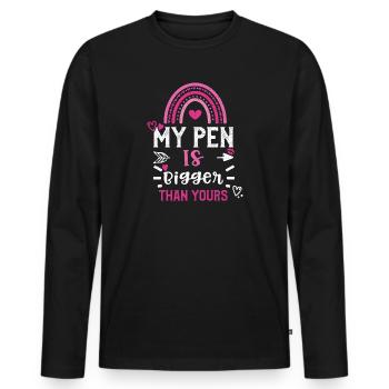 Mon stylo est plus grand que le vôtre - T-shirt manches longues Premium bio Homme - noir - Devant - Nico (187cm)