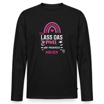 Lass das mal die Michelle machen - Männer Premium Bio Langarmshirt - Schwarz - Vorne - Nico (187cm)