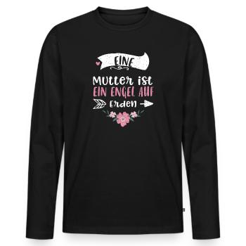 Eine Mutter ist ein Engel auf Erden - Männer Premium Bio Langarmshirt - Schwarz - Vorne - Nico (187cm)