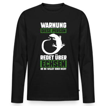 Echsen - Männer Premium Bio Langarmshirt - Schwarz - Vorne - Nico (187cm)