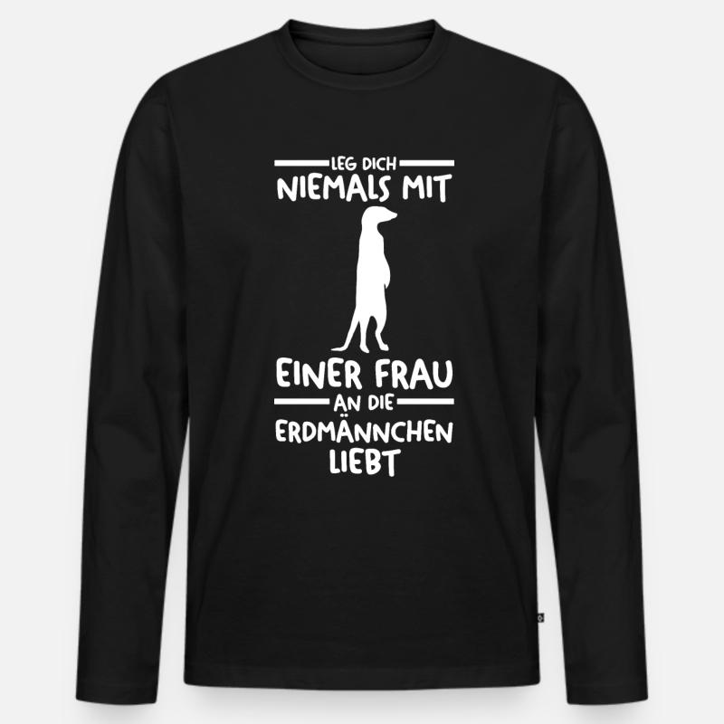 Erdmännchen - Männer Premium Bio Langarmshirt - Schwarz