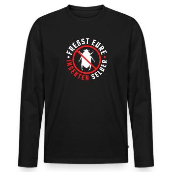 Fresst eure Insekten selber - Männer Premium Bio Langarmshirt - Schwarz - Vorne - Nico (187cm)
