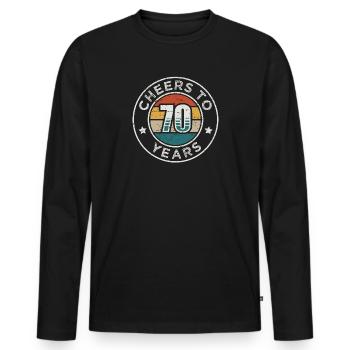 Cheers To 70 Years Vintage 70th Birthday - Men's Premium Organic Long Sleeve Shirt - black - Front - Nico (187cm)