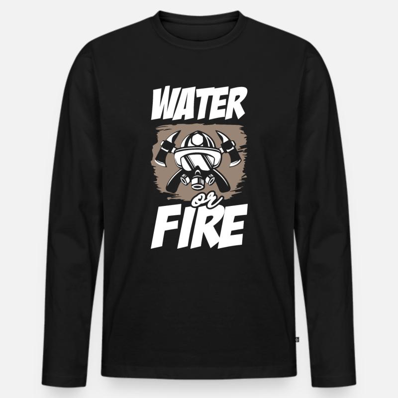 Water or Fire Firefighter - Männer Premium Bio Langarmshirt - Schwarz