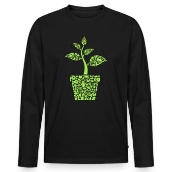Jardinier, Fleuriste, Jardinier amateur, Femmes de jardin - T-shirt manches longues Premium bio Homme - noir - Devant - Nico (187cm)