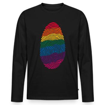 Conception d’art d’empreintes digitales arc-en-ciel coloré - T-shirt manches longues Premium bio Homme - noir - Devant - Nico (187cm)
