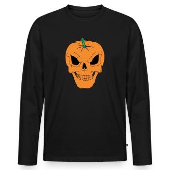 Crâne de citrouille | Crâne, Halloween - T-shirt manches longues Premium bio Homme - noir - Devant - Nico (187cm)
