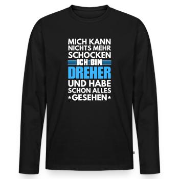 Nicht schockbarer Dreher - Männer Premium Bio Langarmshirt - Schwarz - Vorne - Nico (187cm)