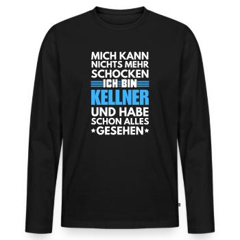 Serveur non choquable - T-shirt manches longues Premium bio Homme - noir - Devant - Nico (187cm)