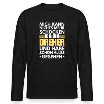 Nicht schockbarer Dreher - Männer Premium Bio Langarmshirt - Schwarz - Vorne - Nico (187cm)