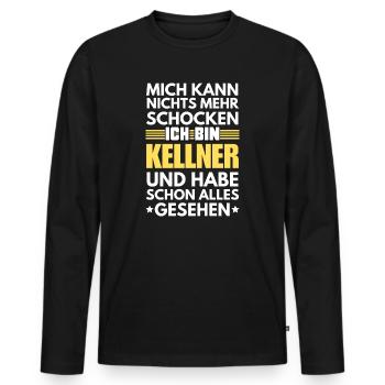 Serveur non choquable - T-shirt manches longues Premium bio Homme - noir - Devant - Nico (187cm)