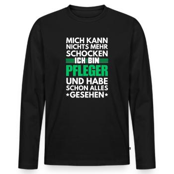 Nicht schockbarer Pfleger - Männer Premium Bio Langarmshirt - Schwarz - Vorne - Nico (187cm)