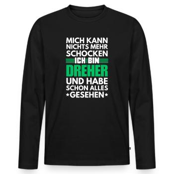 Nicht schockbarer Dreher - Männer Premium Bio Langarmshirt - Schwarz - Vorne - Nico (187cm)