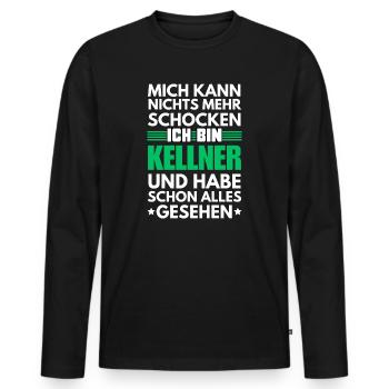 Serveur non choquable - T-shirt manches longues Premium bio Homme - noir - Devant - Nico (187cm)