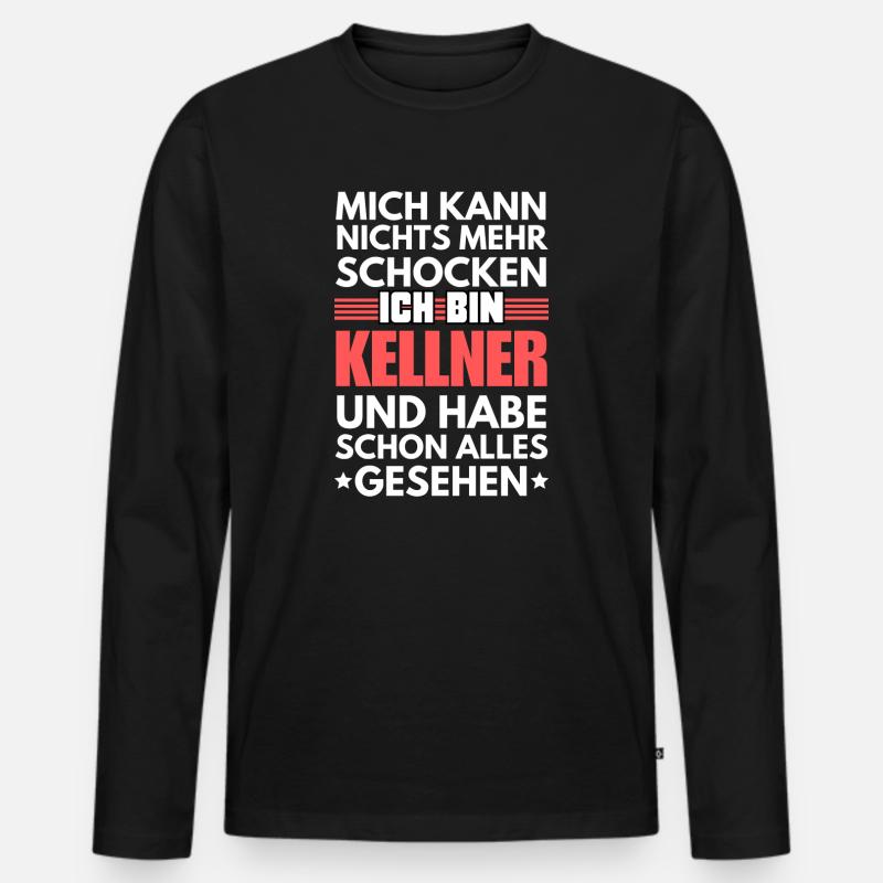 Nicht schockbarer Kellner - Männer Premium Bio Langarmshirt - Schwarz