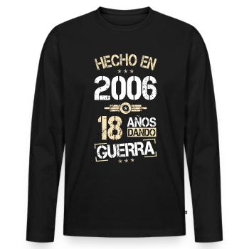 18e anniversaire - Fabriqué en 2006 18 ans à donner la guerre - T-shirt manches longues Premium bio Homme - noir - Devant - Nico (187cm)