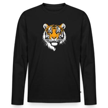 Tiger Portrait Big Cat Animals Animal - Men's Premium Organic Long Sleeve Shirt - black - Front - Nico (187cm)
