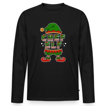 Weihnachten Humor Lustig Chef Elf - Männer Premium Bio Langarmshirt - Schwarz - Vorne - Nico (187cm)