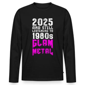 80er Glam Metal Retro Vintage - Männer Premium Bio Langarmshirt - Schwarz - Vorne - Nico (187cm)