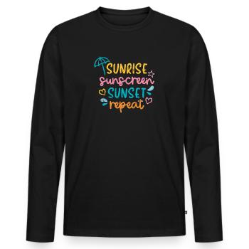 SUNRISE PROTECTIVE AGENT SUNSET SLOGAN MOTIF - Men's Premium Organic Long Sleeve Shirt - black - Front - Nico (187cm)