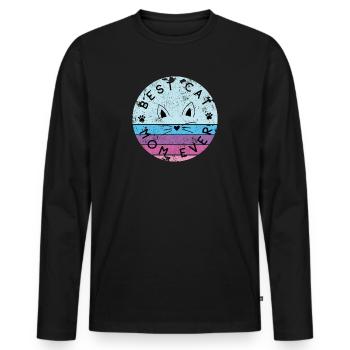 MEILLEURS CHATS MAMAN CHAT TOUJOURS DRÔLE EN DISANT DES MOTIFS - T-shirt manches longues Premium bio Homme - noir - Devant - Nico (187cm)