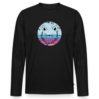 NE PARLEZ QU’AVEC MON CHAT DRÔLE DE BLAGUE DISANT MOTIF - T-shirt manches longues Premium bio Homme - noir - Devant - Nico (187cm)