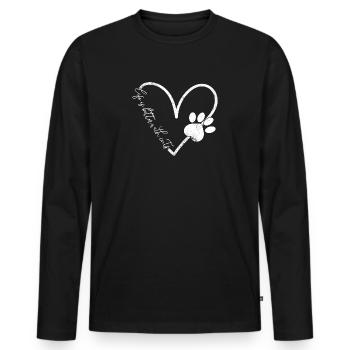 MIEUX VIVRE AVEC LES CHATS PUSSY MIEZ DICTONS MOTIFS - T-shirt manches longues Premium bio Homme - noir - Devant - Nico (187cm)