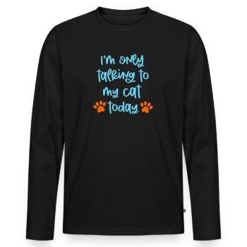 JE NE PARLE QU’À MON CHAT MIAULEMENT EN DISANT MOTIF - T-shirt manches longues Premium bio Homme - noir - Devant - Nico (187cm)