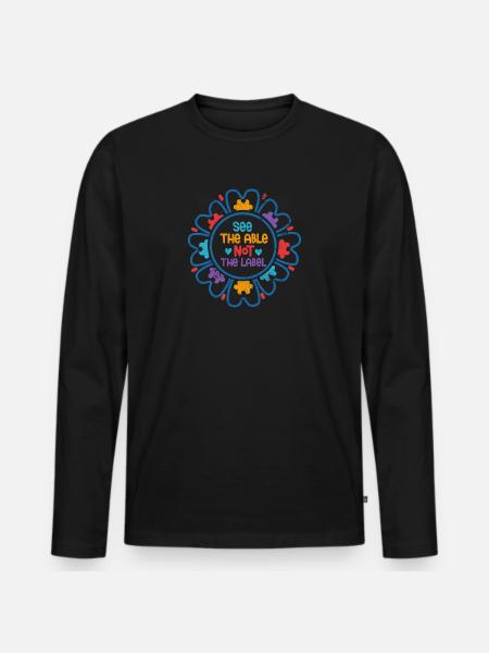 FÄHIGKEIT SEHEN ETIKETT AUTIST PUZZLE ADSH SPRÜCHE - Männer Premium Bio Langarmshirt - Schwarz