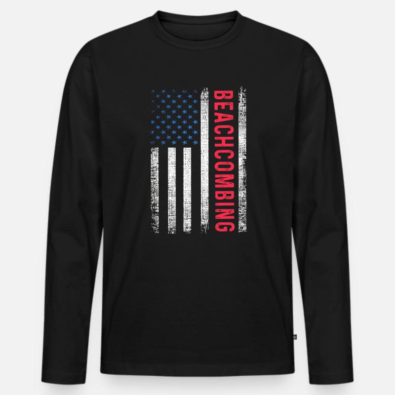 Beachcombing - Männer Premium Bio Langarmshirt - Schwarz