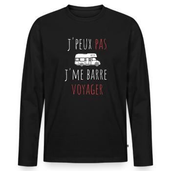 j'peux pas j'me barre voyager cadeau camping-car - T-shirt manches longues Premium bio Homme - noir - Devant - Nico (187cm)