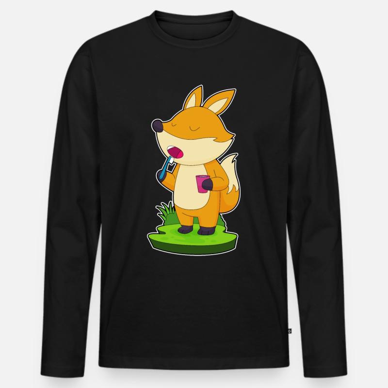 Fuchs Zahnbürste - Männer Premium Bio Langarmshirt - Schwarz
