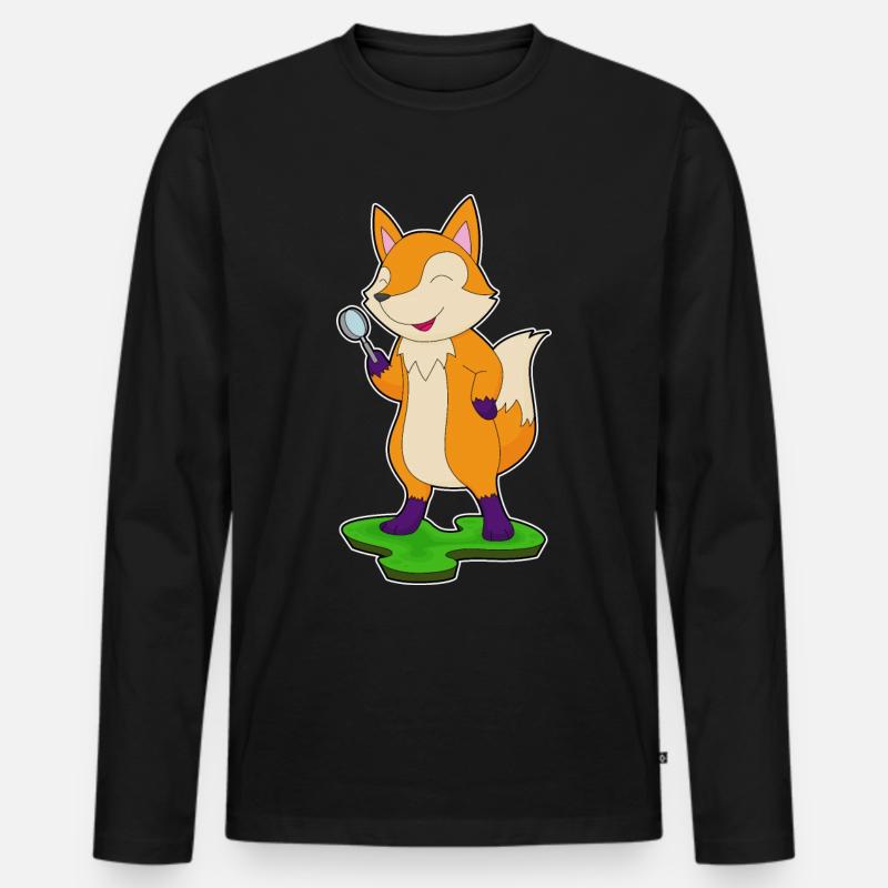 Fuchs Lupe - Männer Premium Bio Langarmshirt - Schwarz
