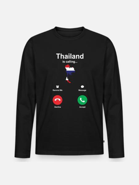 Thailand - Männer Premium Bio Langarmshirt - Schwarz