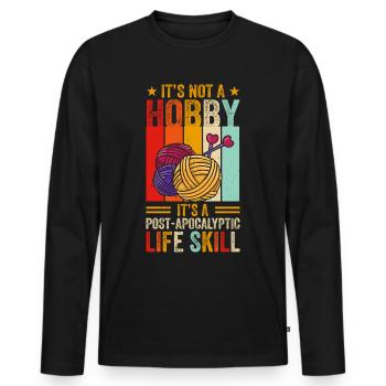 Stricken ist eine Lebenseinstellung - Männer Premium Bio Langarmshirt - Schwarz - Vorne - Nico (187cm)