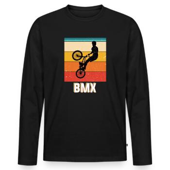 Bmx - Männer Premium Bio Langarmshirt - Schwarz - Vorne - Nico (187cm)