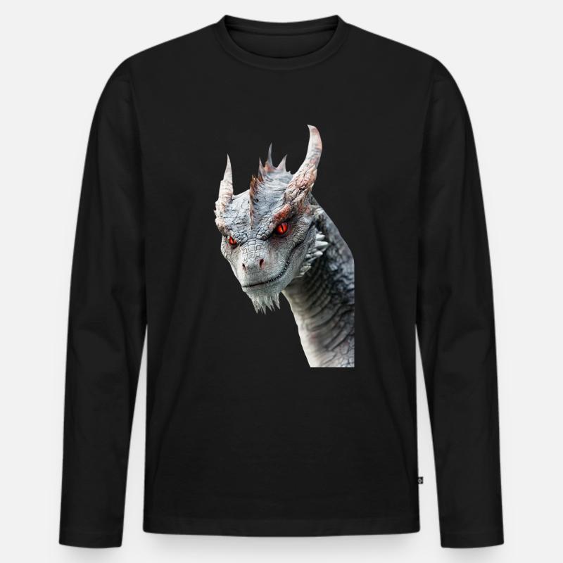 Drachen - Männer Premium Bio Langarmshirt - Schwarz