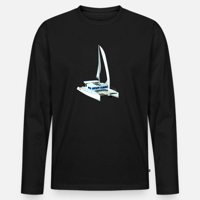Katamaran 3D - Männer Premium Bio Langarmshirt - Schwarz