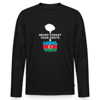 Aserbaidschan Azerbaijan Roots - Männer Premium Bio Langarmshirt - Schwarz - Vorne - Nico (187cm)