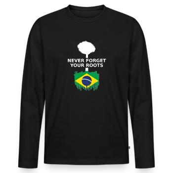 Brazil Roots Brasilien - Männer Premium Bio Langarmshirt - Schwarz - Vorne - Nico (187cm)