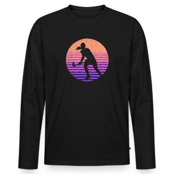 Hockeyspielerin Retro Feldhockey Mädchen Hockey - Männer Premium Bio Langarmshirt - Schwarz - Vorne - Nico (187cm)