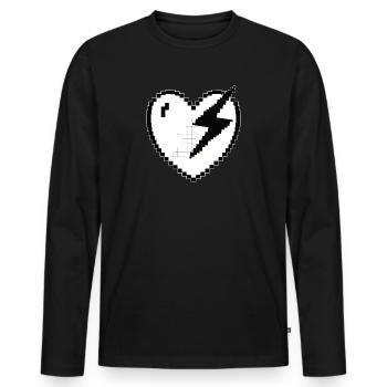 Heart Flash Pixel Gamer Gift - Men's Premium Organic Long Sleeve Shirt - black - Front - Nico (187cm)