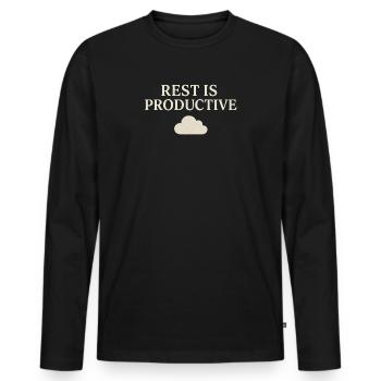 Rest is Productive Typography - Men's Premium Organic Long Sleeve Shirt - black - Front - Nico (187cm)