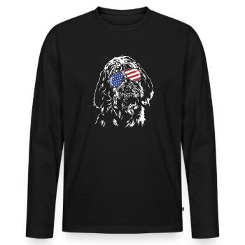 Spinone Italiano America Flag Dogs Wilsigns - Men's Premium Organic Long Sleeve Shirt - black - Front - Nico (187cm)